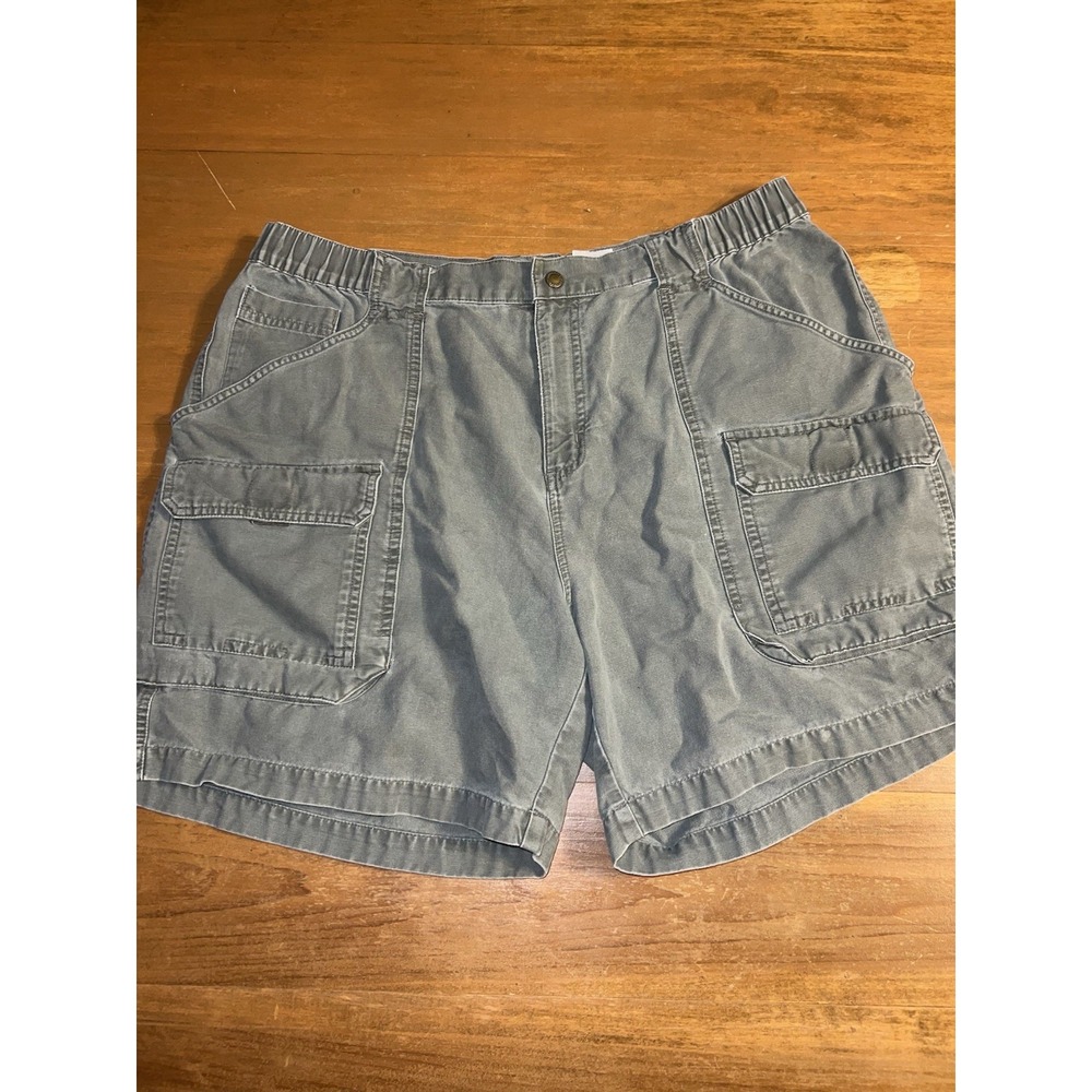 Columbia Sportswear Men‎ XL Gray Khaki Cargo Flat Front Outdoor Camping Shorts